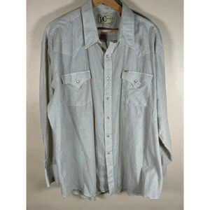 Vintage Pearl Snap Long Sleeve Button Down Brown Stripe Western Cowboy  18-35